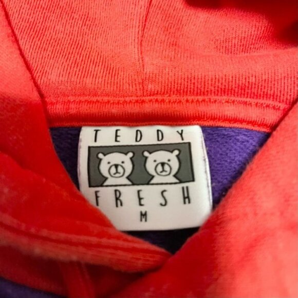 Teddy Fresh Purple Color Block Hooded Men Sweatshirt US M - Picture 7 of 9